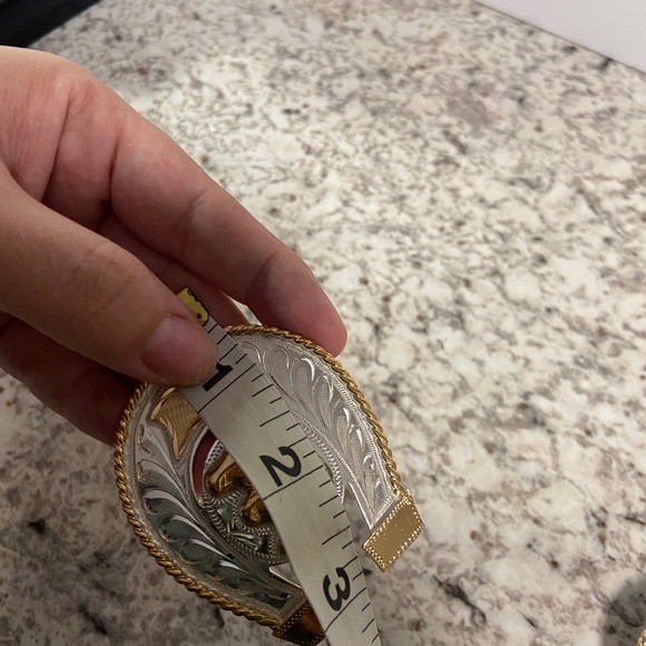 Mexican Alpaca Silver Gold Tone Horseshoe Belt Buckle - Picture 6 of 7